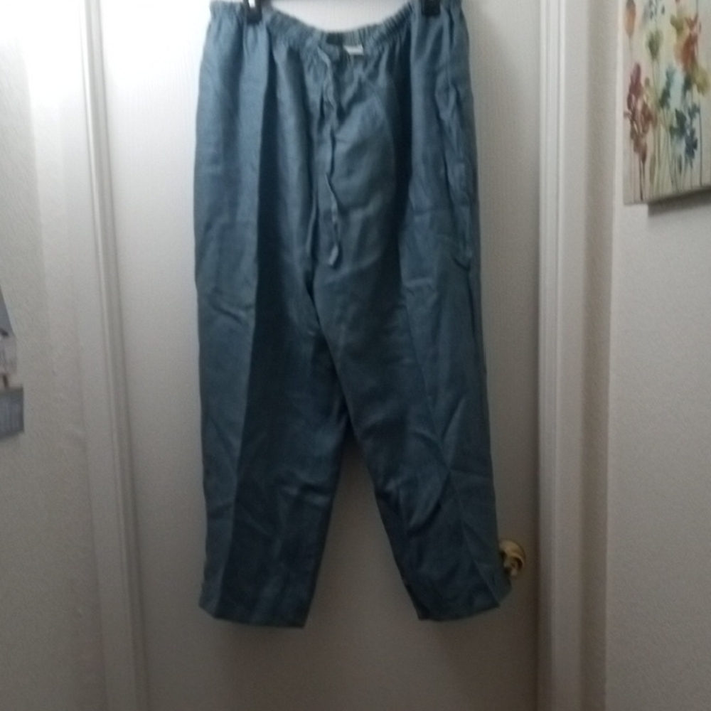 J. Jill Teal  100 Per Cent Linen Slacks Nwot
